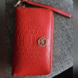 Michael Kors Orange Snake Print Wallet